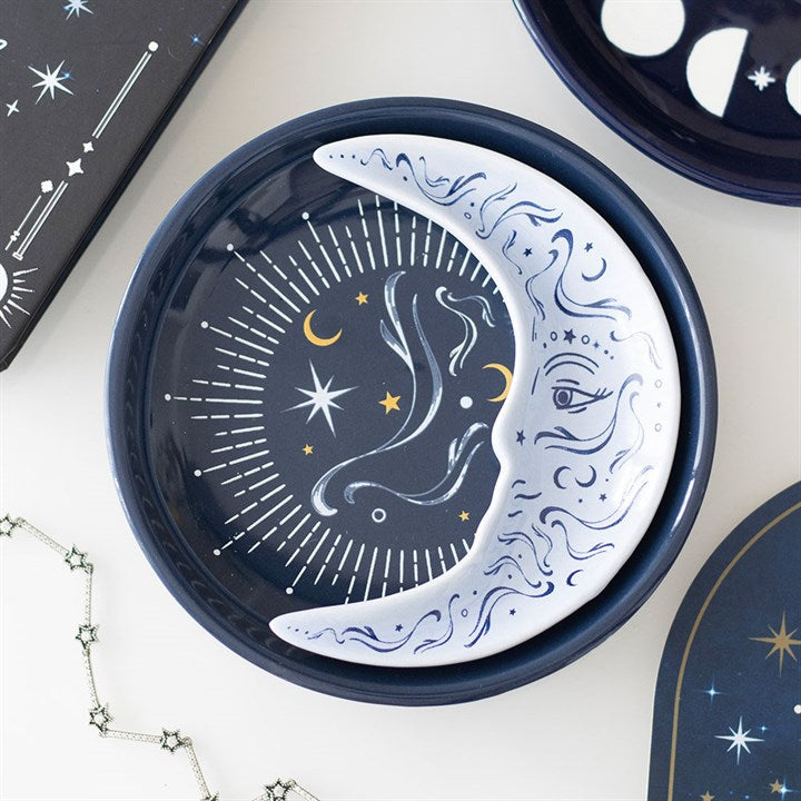 Ceramic Blue Moon Stacking Trinket Tray Dish Christmas Jewellery Gift
