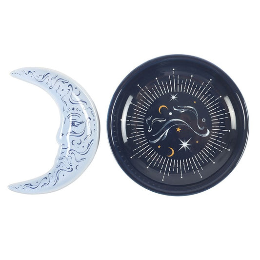 Ceramic Blue Moon Stacking Trinket Tray Dish Christmas Jewellery Gift