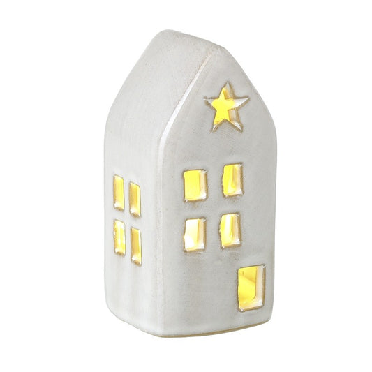 White Ceramic House Light Up Led Christmas Decoration Ornament