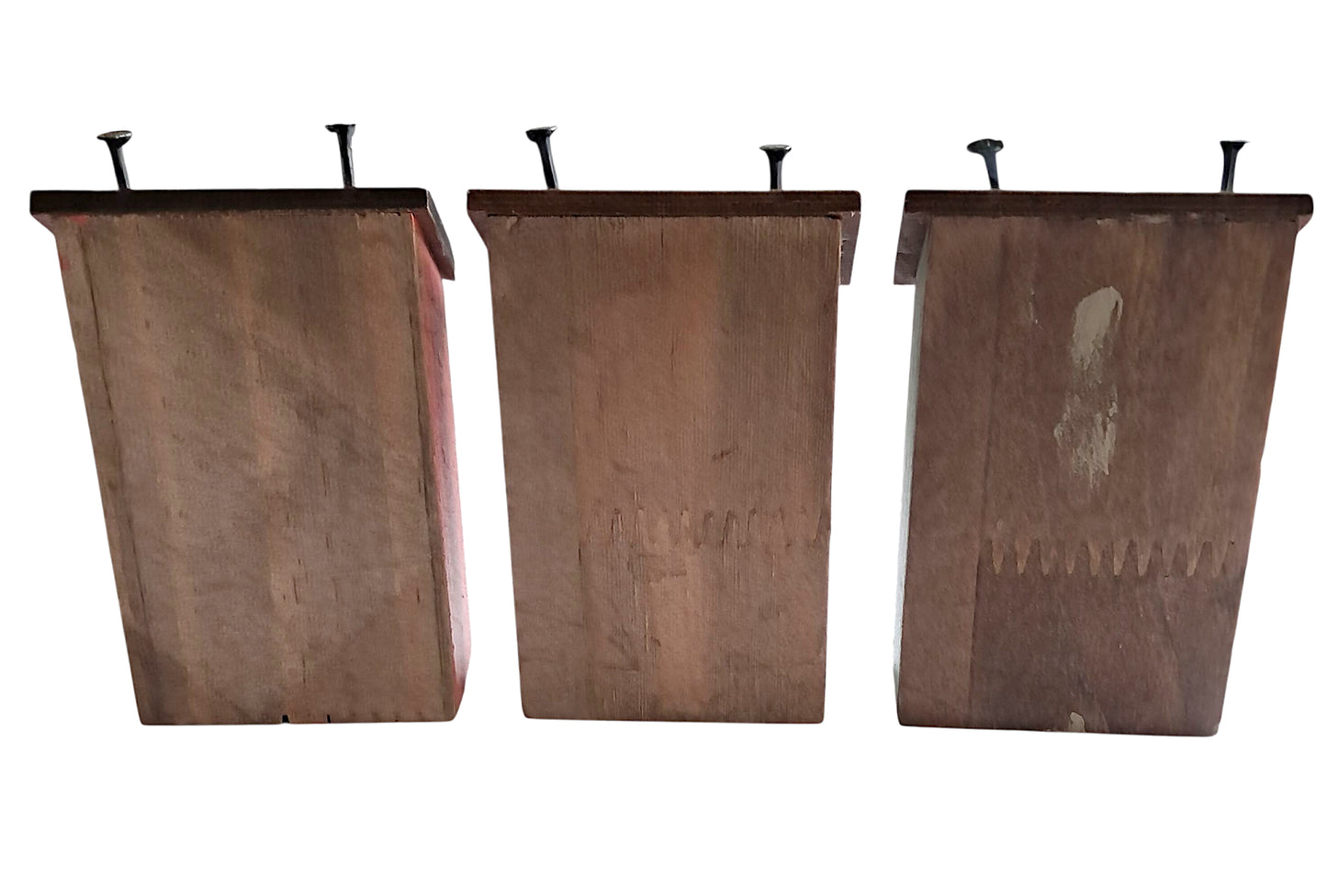 Set of 3 Wooden Folk Art Small House Ornaments– Rustic Miniature Home Décor