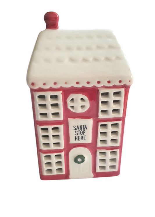 Red Christmas Ceramic LED Christmas House Decoration