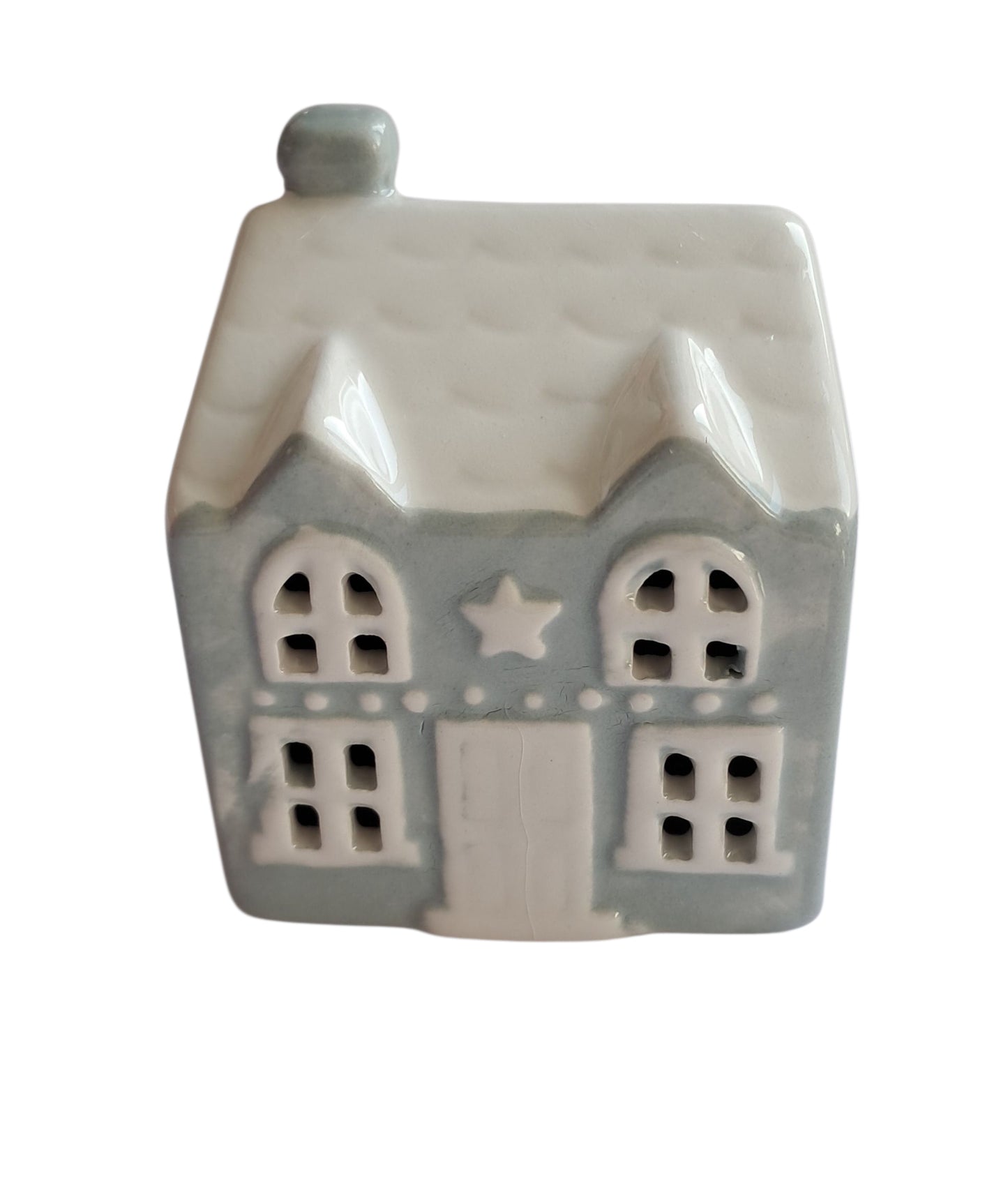 Small Grey Christmas Ceramic LED Christmas Houses Decoration