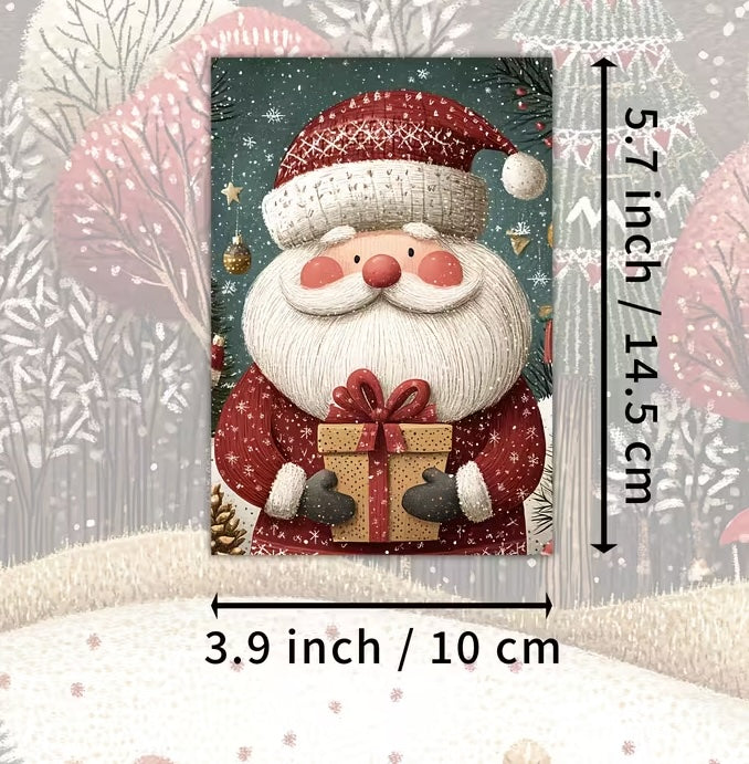 10 illustrated Christmas Postcards Animals Snowman Nutcracker Decoration