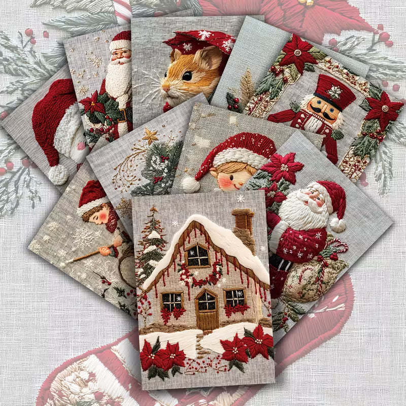 10 illustrated Christmas Postcards Animals Snowman Nutcracker Decoration