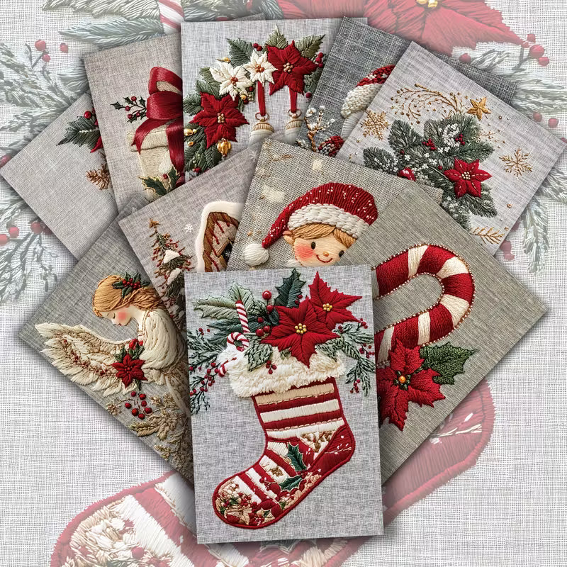 10 illustrated Christmas Postcards Animals Snowman Nutcracker Decoration