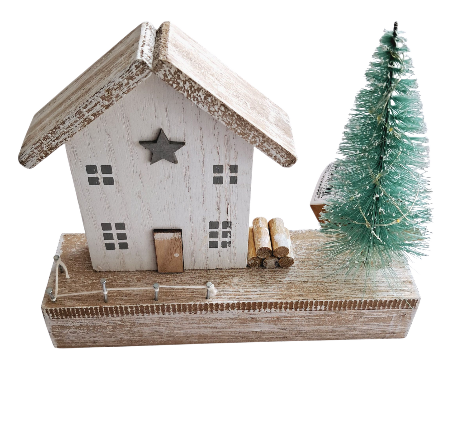 White 20cm Christmas Shaker House Decoration with LED Tree