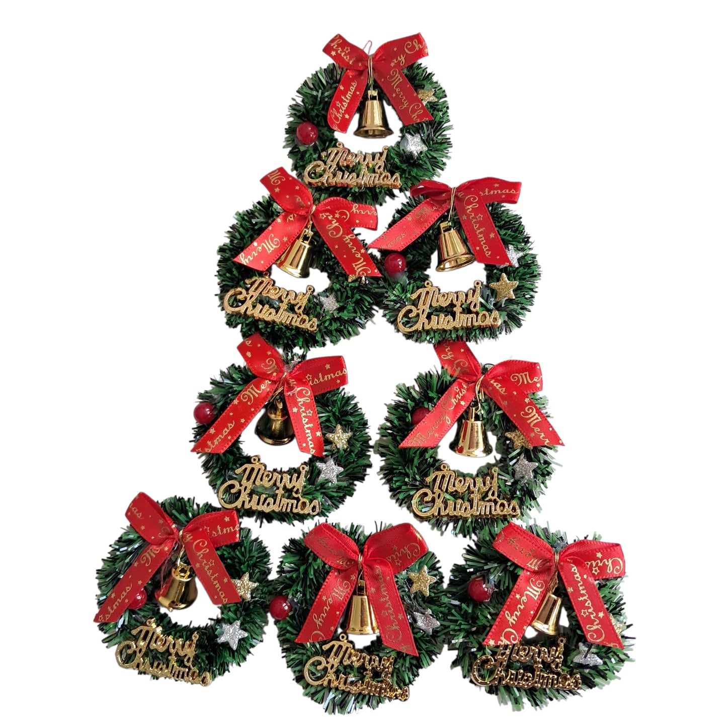 8 Pcs Miniature Christmas Wreaths Small Decorations Craft DIY Crackers Cards