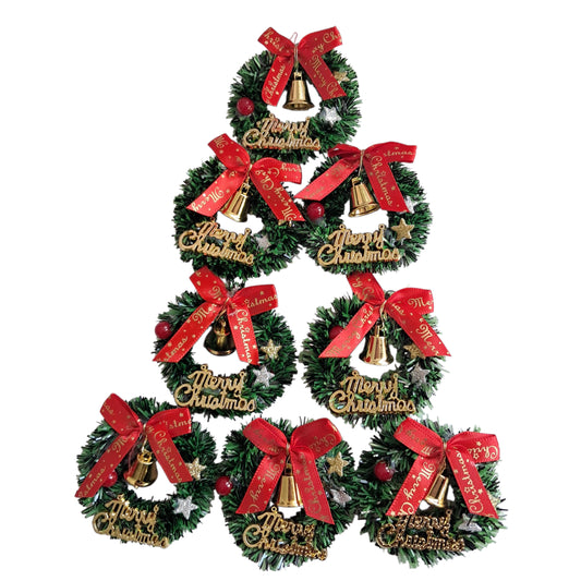 8 Pcs Miniature Christmas Wreaths Small Decorations Craft DIY Crackers Cards